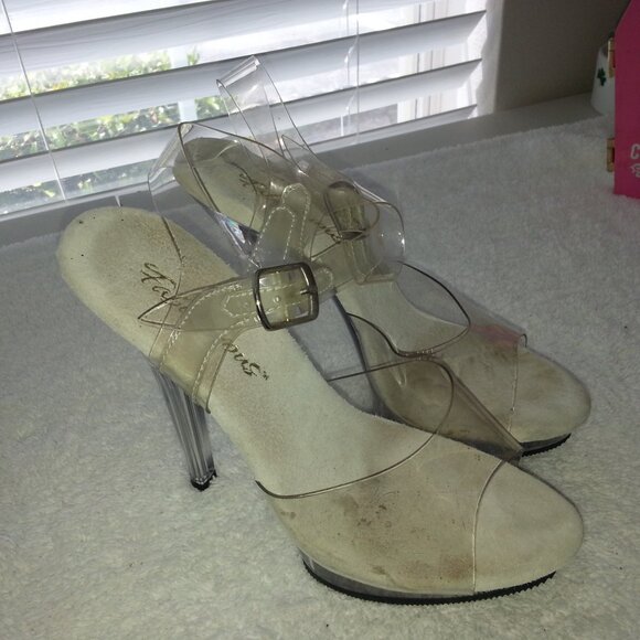Cute Clear Low Platform Dancer High Heels Used Fabulicious - Picture 2 of 8